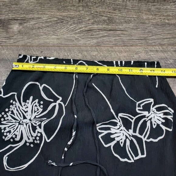 New York&Co Maxi Skirt Black Floral Sleevless Top Crinkle Size S 1990 Vintage - Picture 14 of 16
